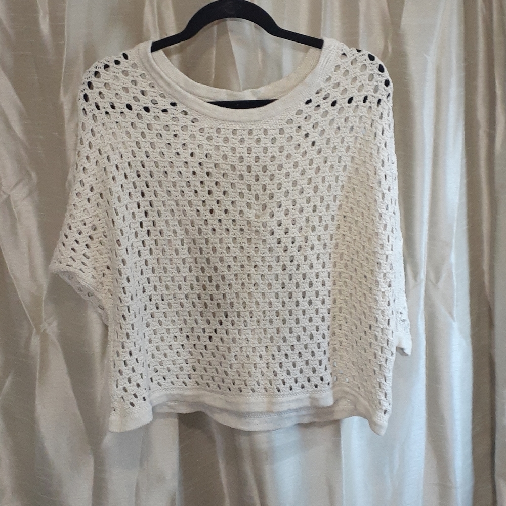CAbi White Long Sleeve Sweater